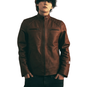 Men’s Classic Brown Leather Biker Jacket – Timeless & Stylish