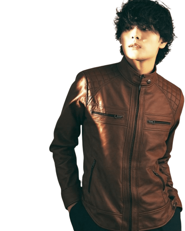 Men’s Classic Brown Leather Biker Jacket – Timeless & Stylish - Image 2