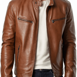 Men's Faux Leather Lightweight Motorcycle Bomber Jacket