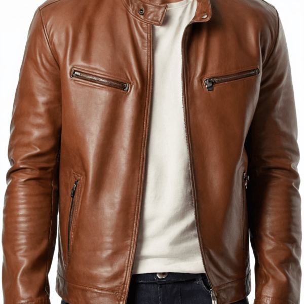 Men's Faux Leather Lightweight Motorcycle Bomber Jacket