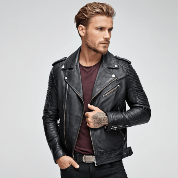 Men's Black Quilted Motorcycle Jacket – Vintage Brando Biker Style