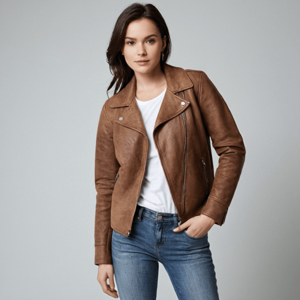 1980s Oversized Retro Distressed Brown Vintage Handmade Real Leather Jacket for Women - Image 2