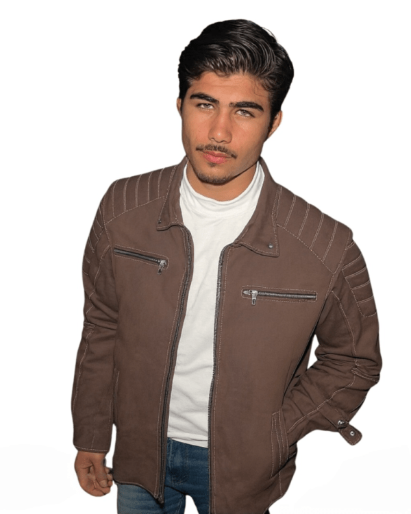 Men’s Brown Biker Jacket – Sleek & Stylish - Image 2